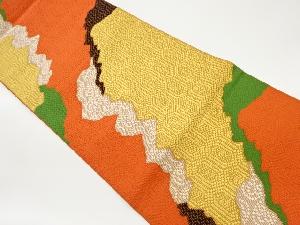 リサイクル 道長取りに亀甲模様織出し全通袋帯